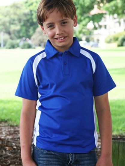 Picture of Team Essentials-Kids Short Sleeve Contrast Panel Polo
