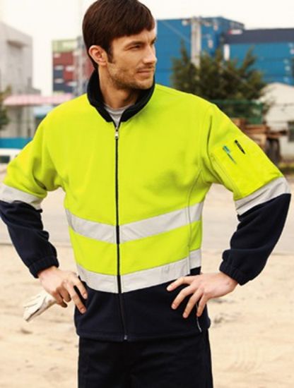 Picture of Unisex Adults Hi-Vis Full Zip Polar Fleece With reflective tape