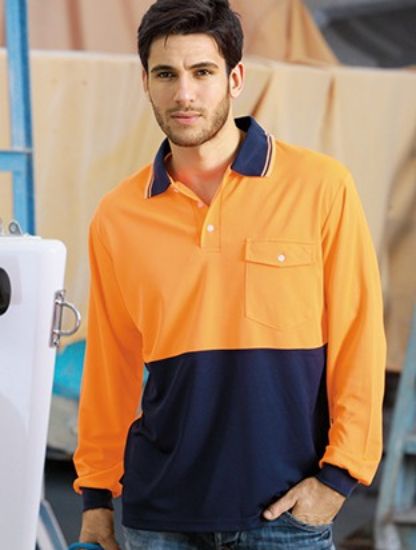 Picture of Unisex Adults Hi-Vis Safety Polo - Long Sleeve