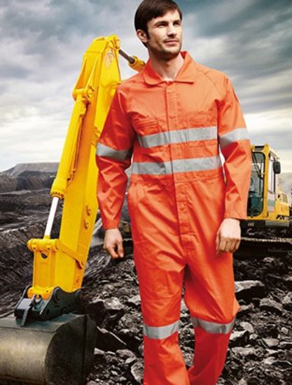 Picture of Unisex Adults Hi-Vis Cotton Drill Overall With X Pattern Reflective Tape